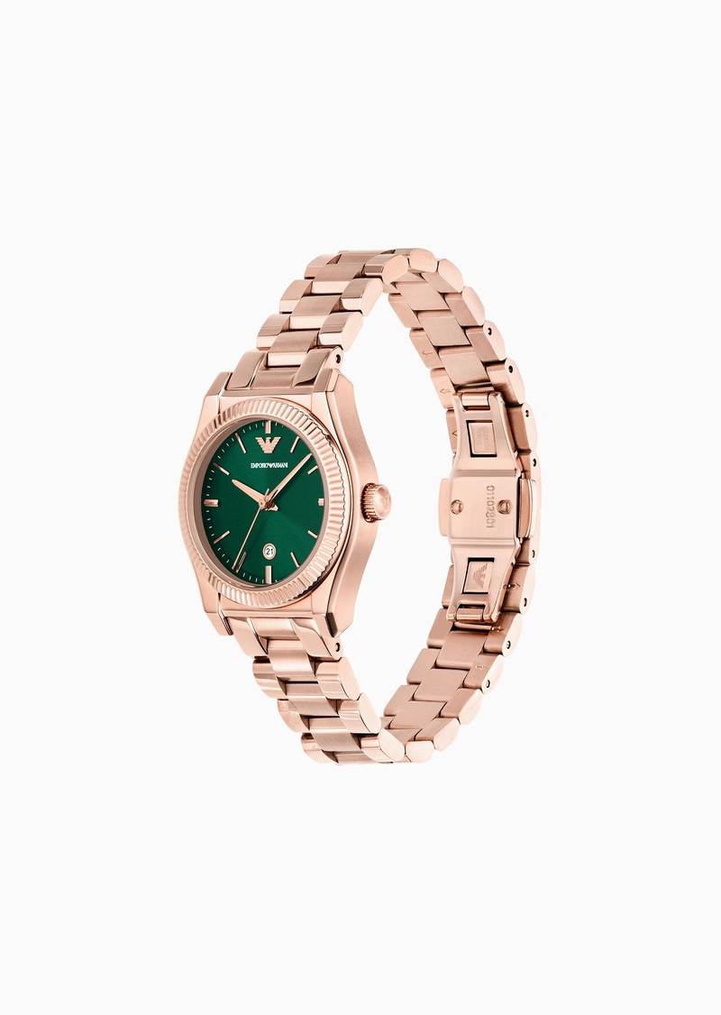 EMPORIO ARMANI Three-Hand Date Rose Gold-Tone Stainless Steel Watch outlook