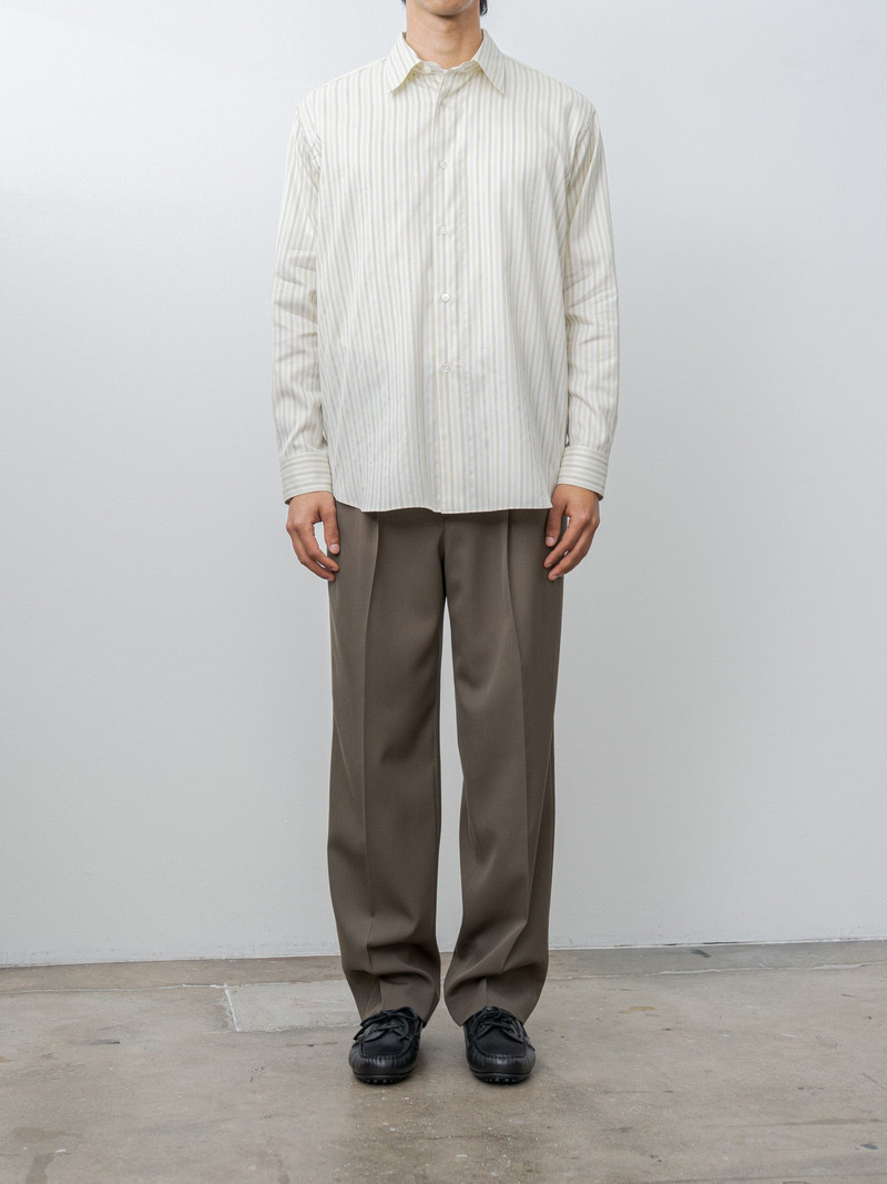 AURALEE Cotton Silk Stripe Shirt - Ivory Stripe outlook