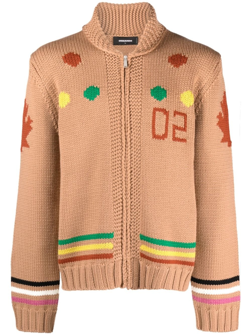 intarsia-knit zip-up cardigan - 1