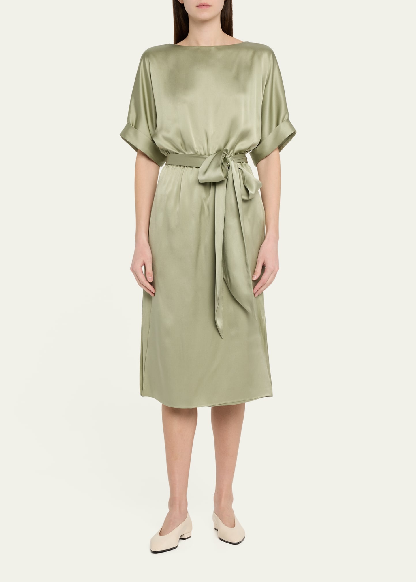 Caren Belted Silk Midi Dress - 2