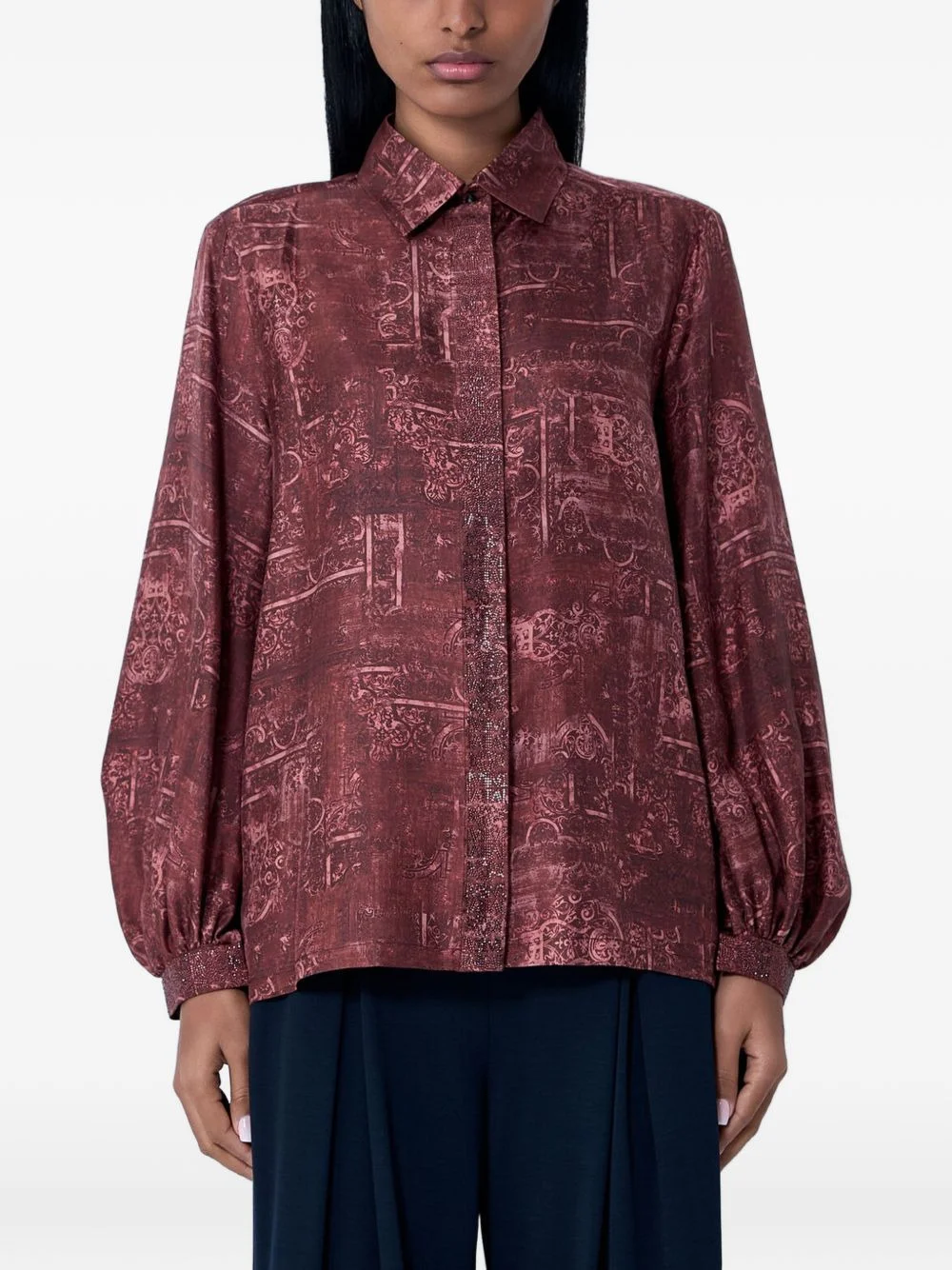 printed silk shirt - 1
