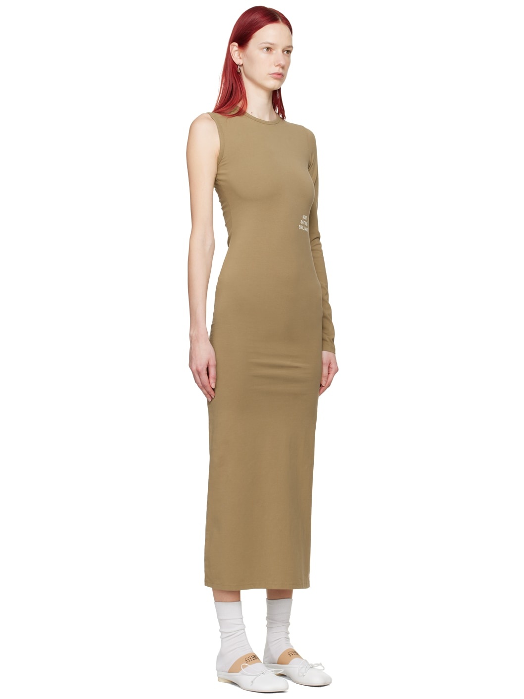 Beige 'Mat Satiné Brilliant' Maxi Dress - 4