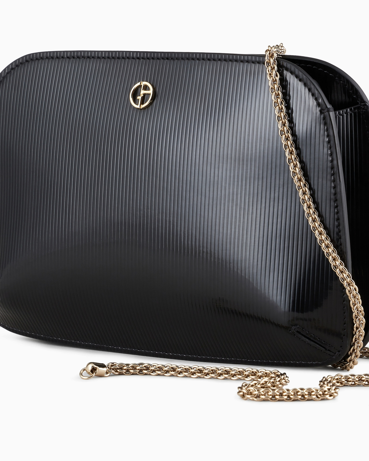 Striped, lamé-leather la Prima clutch bag - 5