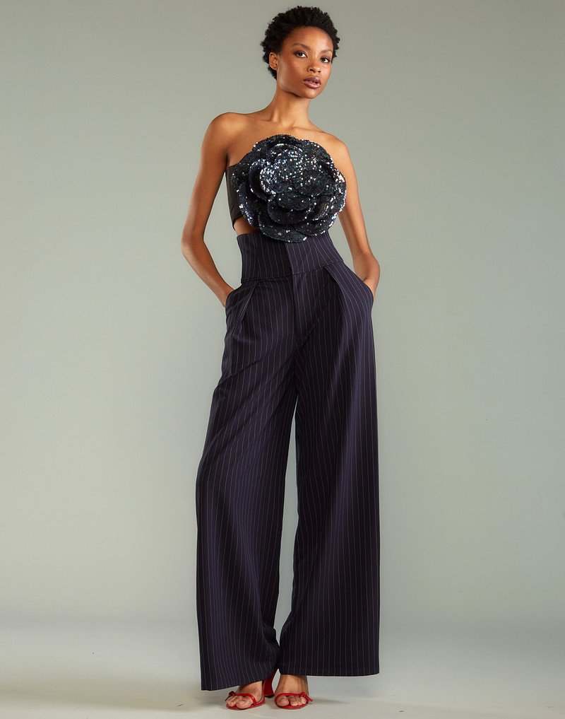 Pinstripe Corset Waist Pants 5