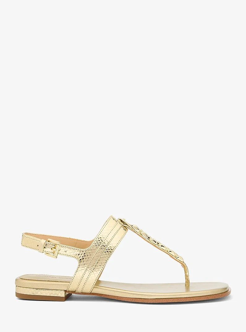 Marcia Embellished Metallic Leather Sandal - 1