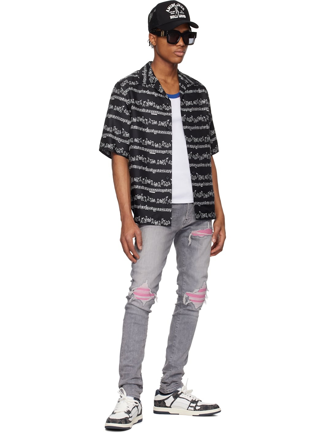Navy & White MA Quad Skel Top Low Sneakers - 5