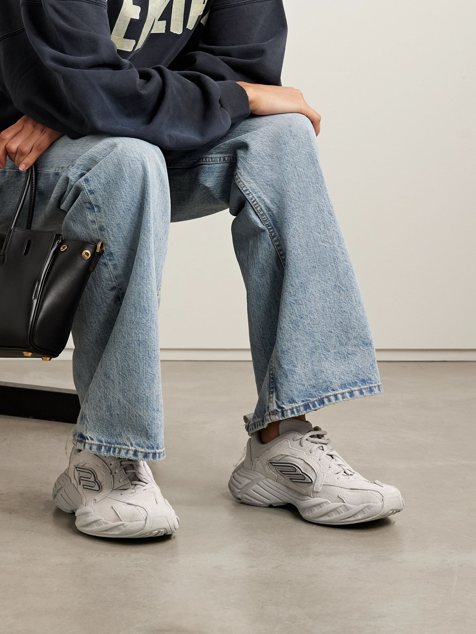 Monday rubber-trimmed leather sneakers Gray - 2