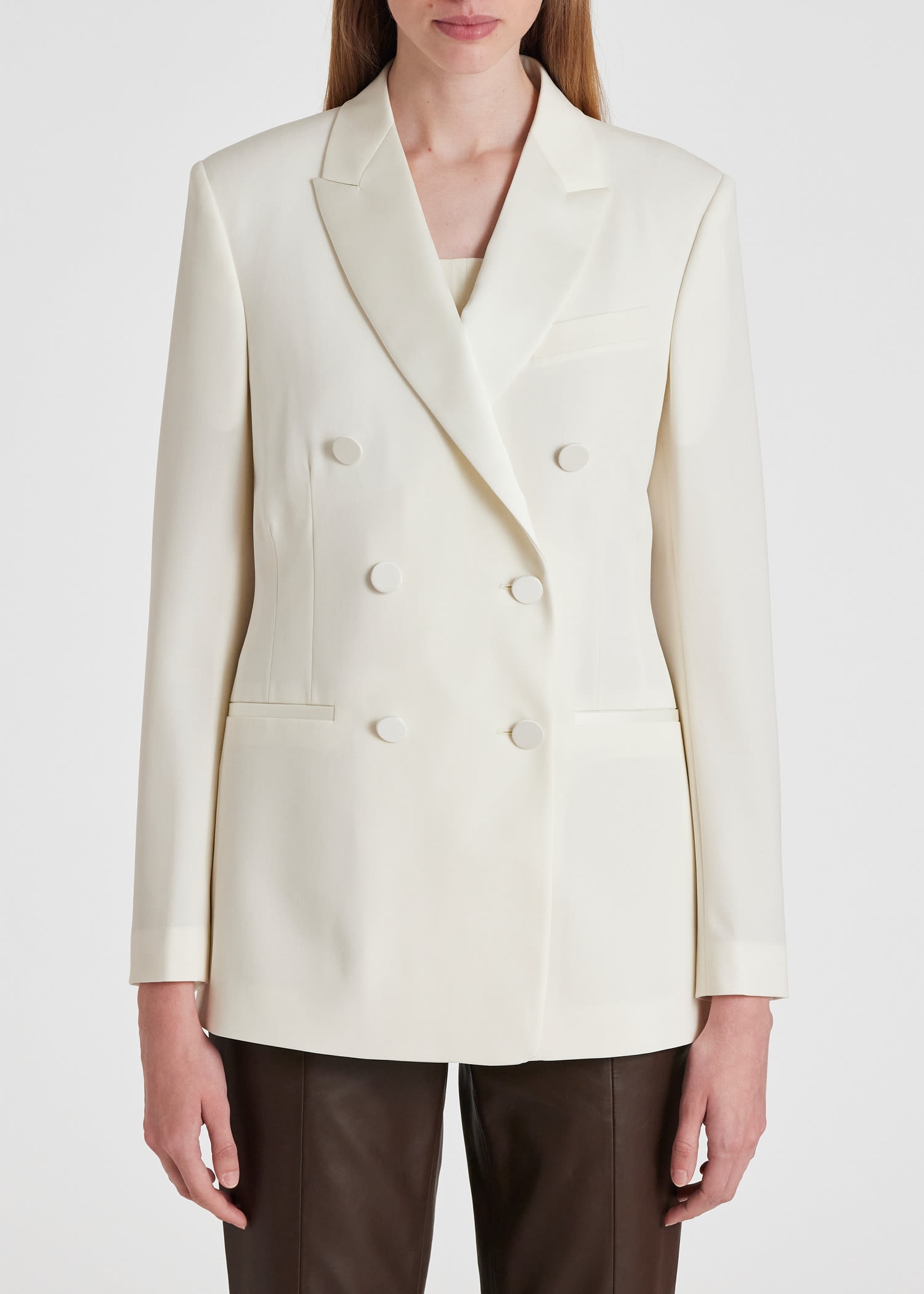Women's Stretch-Wool Double-Breasted Tuxedo Suit - 7