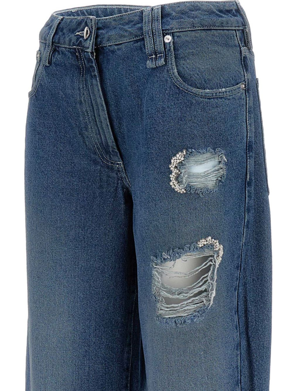 distressed folded-cuff denim jeans - 3