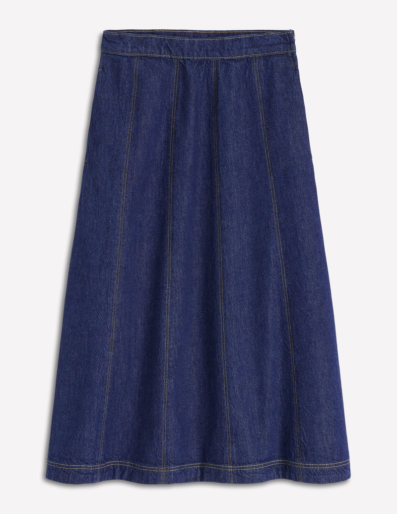 Joy Panelled Denim Skirt-indigo 1