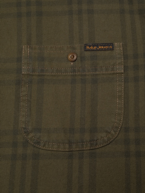 Julian Worker Plaid Check Shirt Olive - 6