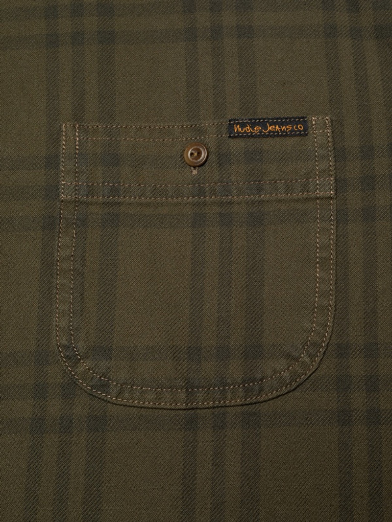 Julian Worker Plaid Check Shirt Olive 6