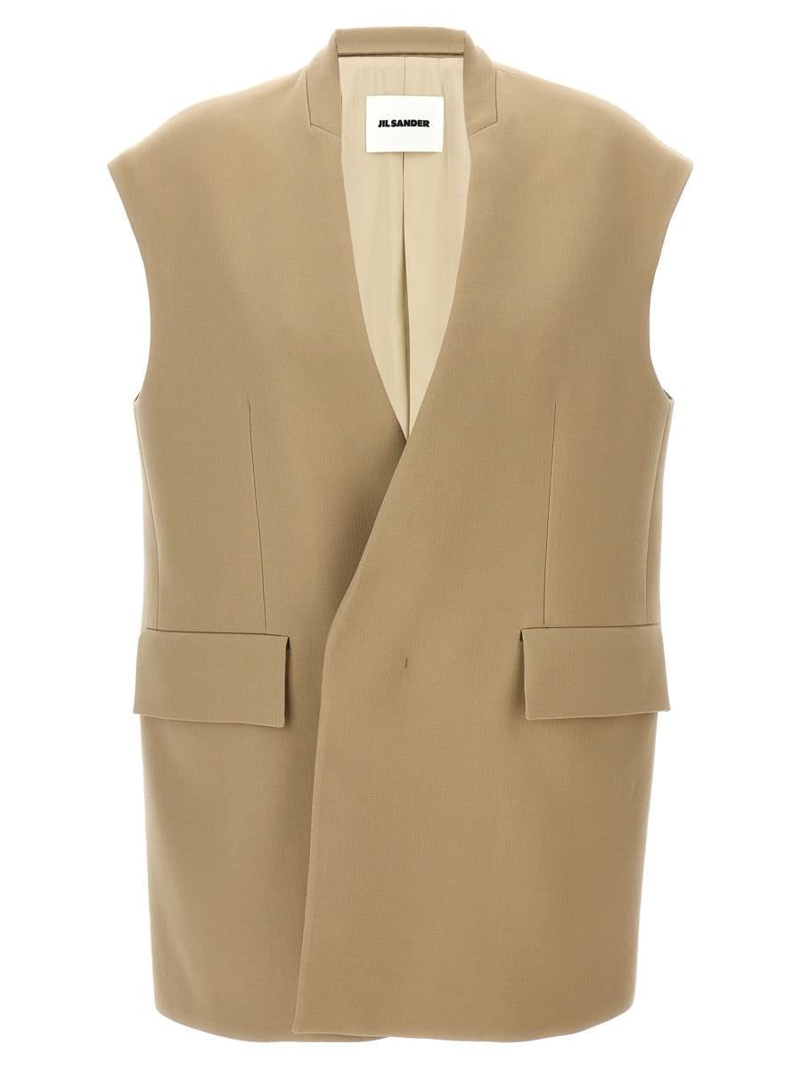 ベスト・ジレ Jil Sander SS24 Oversize tailored vest (J03BN0140J45078 104) Jil Sander Vest With Silk Finish Jil Sander