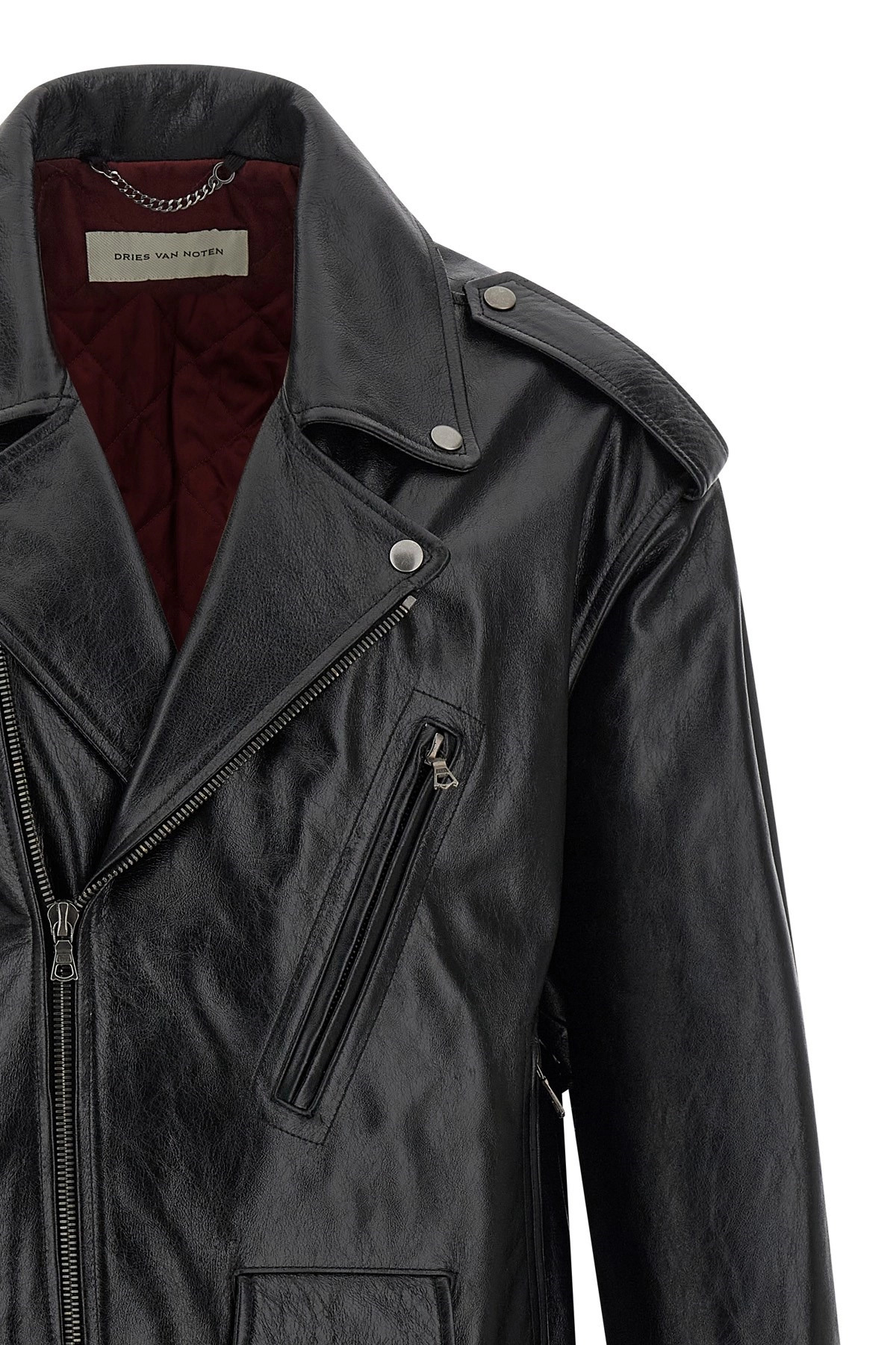 Leather biker jacket - 3