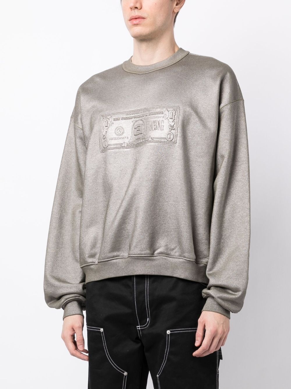 logo-embossed metallic-finish sweatshirt - 4