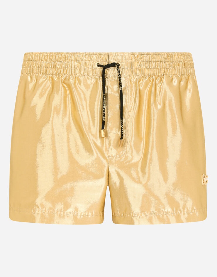 Short swim trunks with metal DG logo - 1