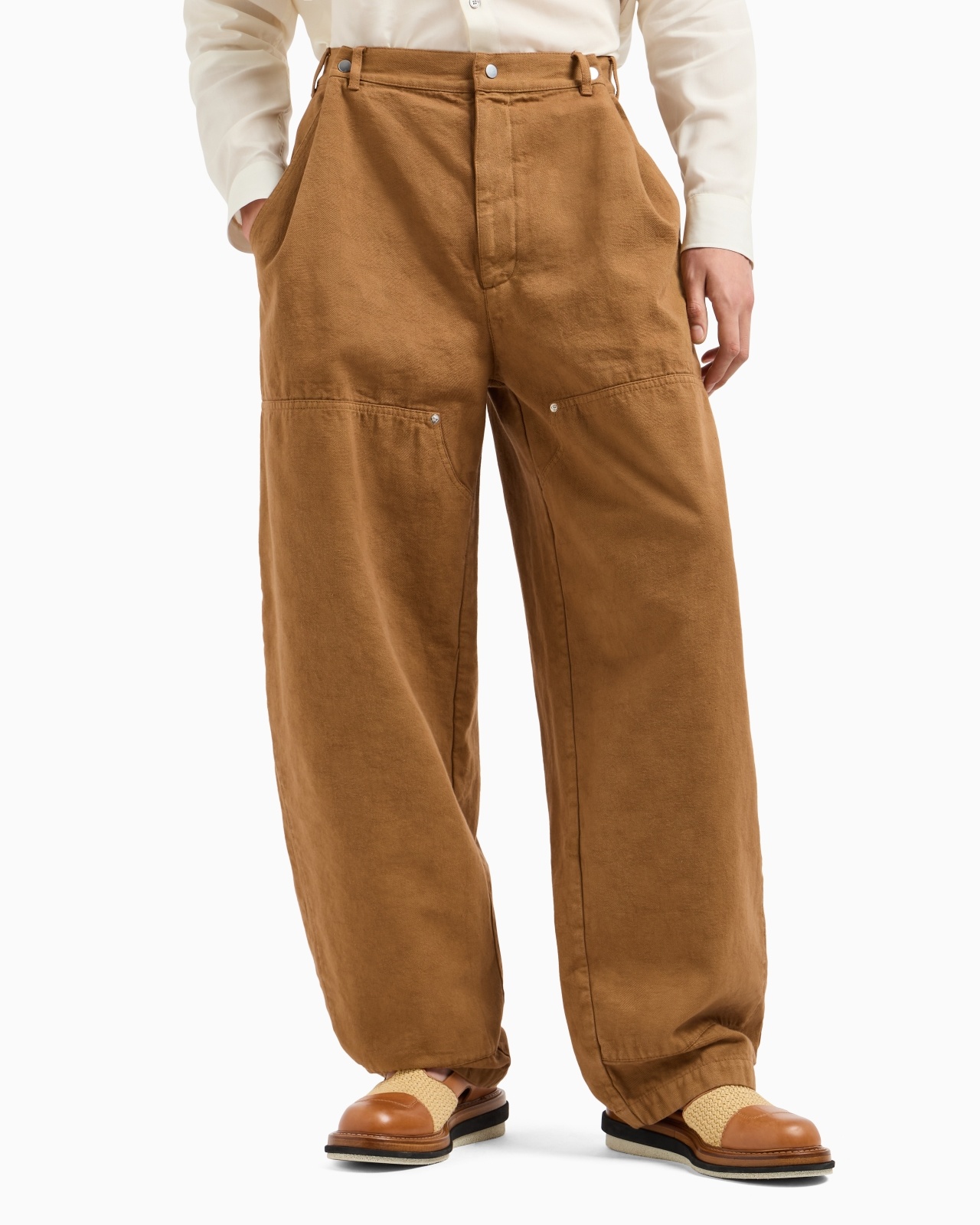 WIDE-LEG TROUSERS IN DENIM-EFFECT FABRIC - 4
