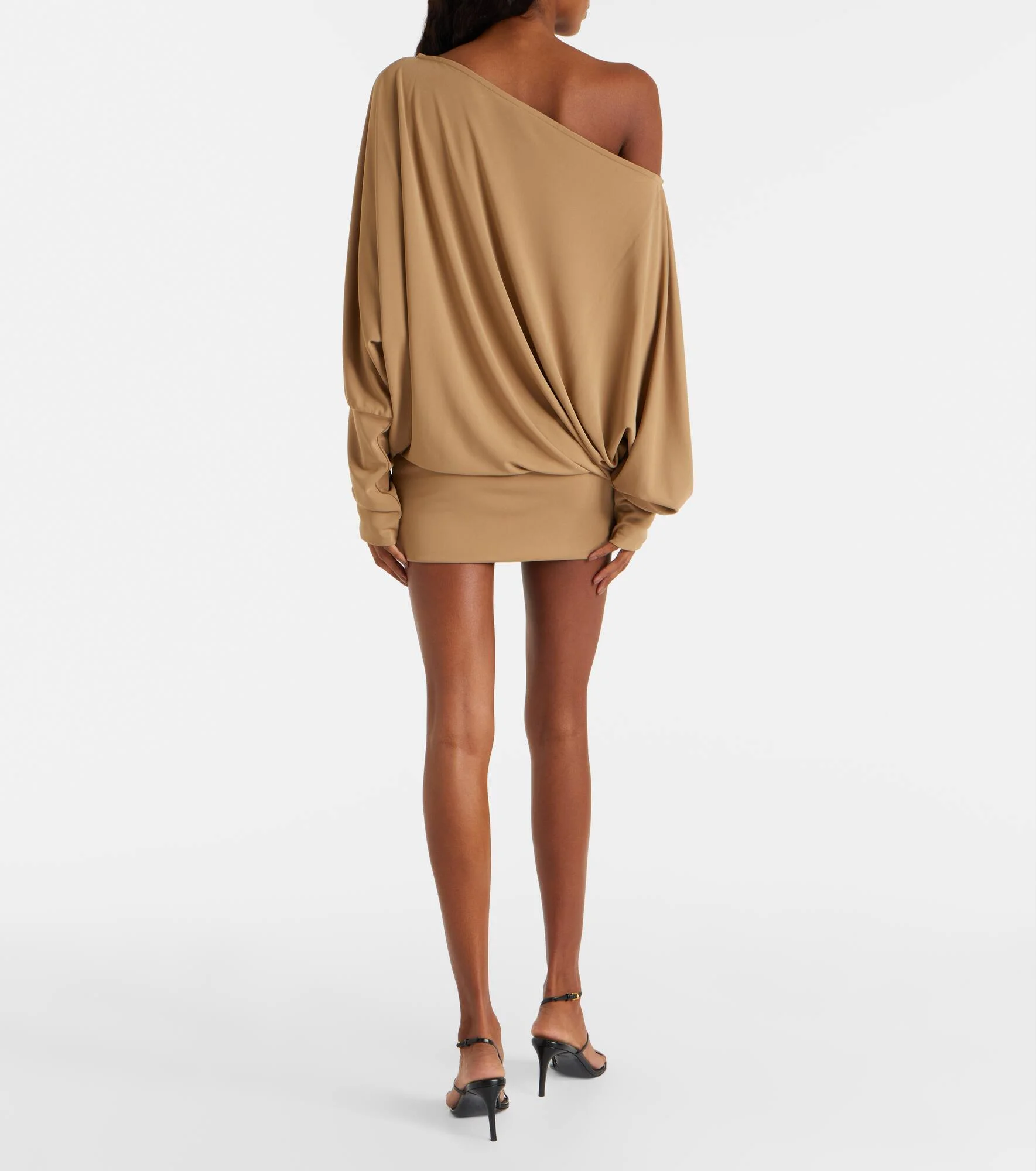 cely asymmetric draped minidress