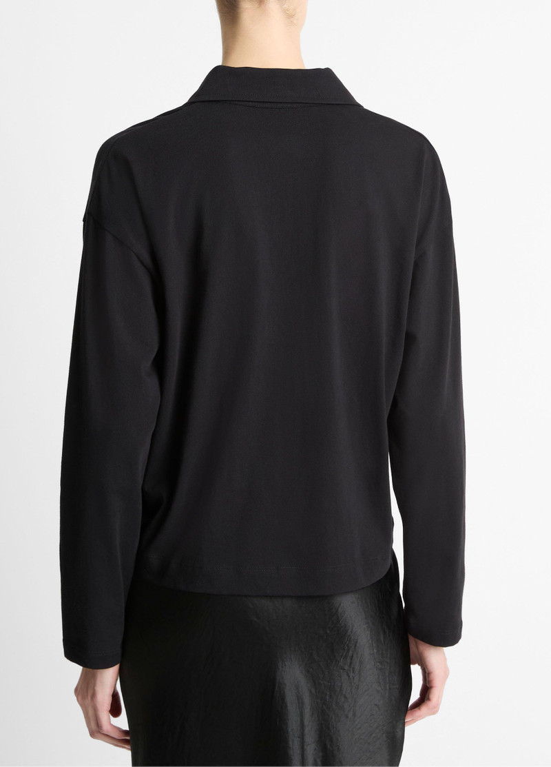 Vince Easy Pima Cotton Long-Sleeve Polo Shirt outlook