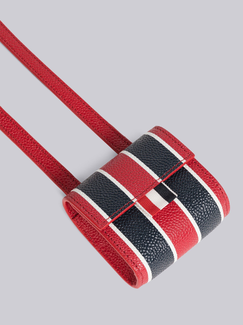 Thom Browne Stripe Pebble Grain Leather Mini Pouch outlook