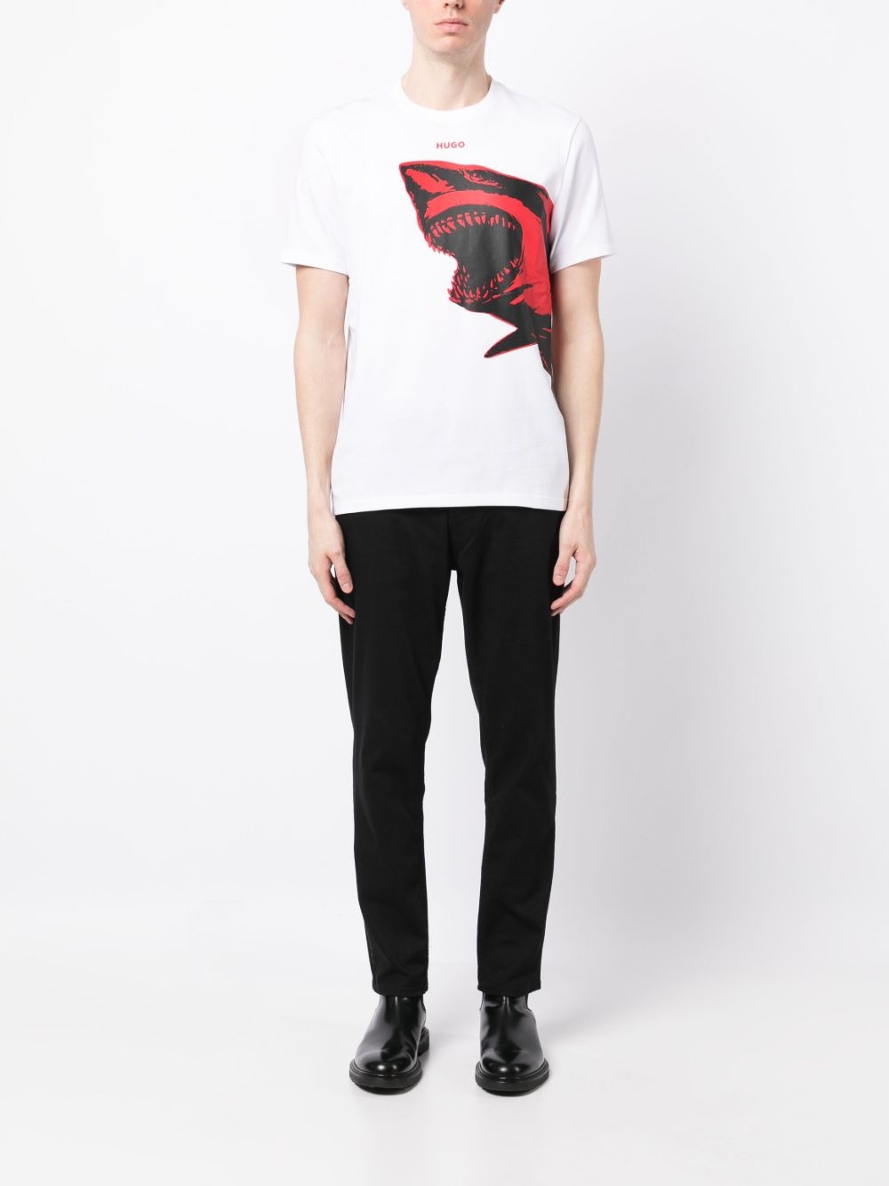logo-patch stretch tapered jeans - 2