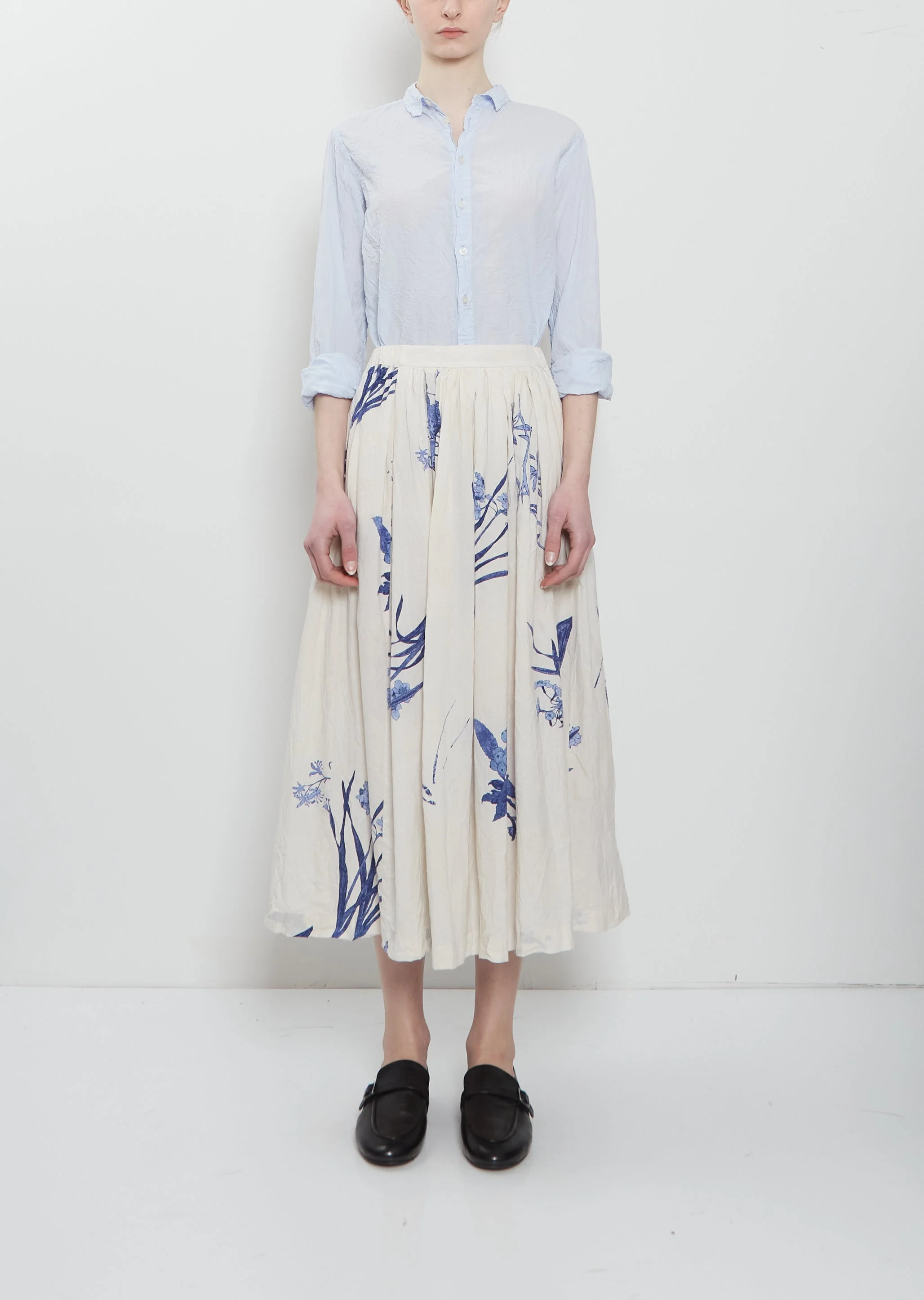 Japonism Flower Print Skirt — Ivory - 1