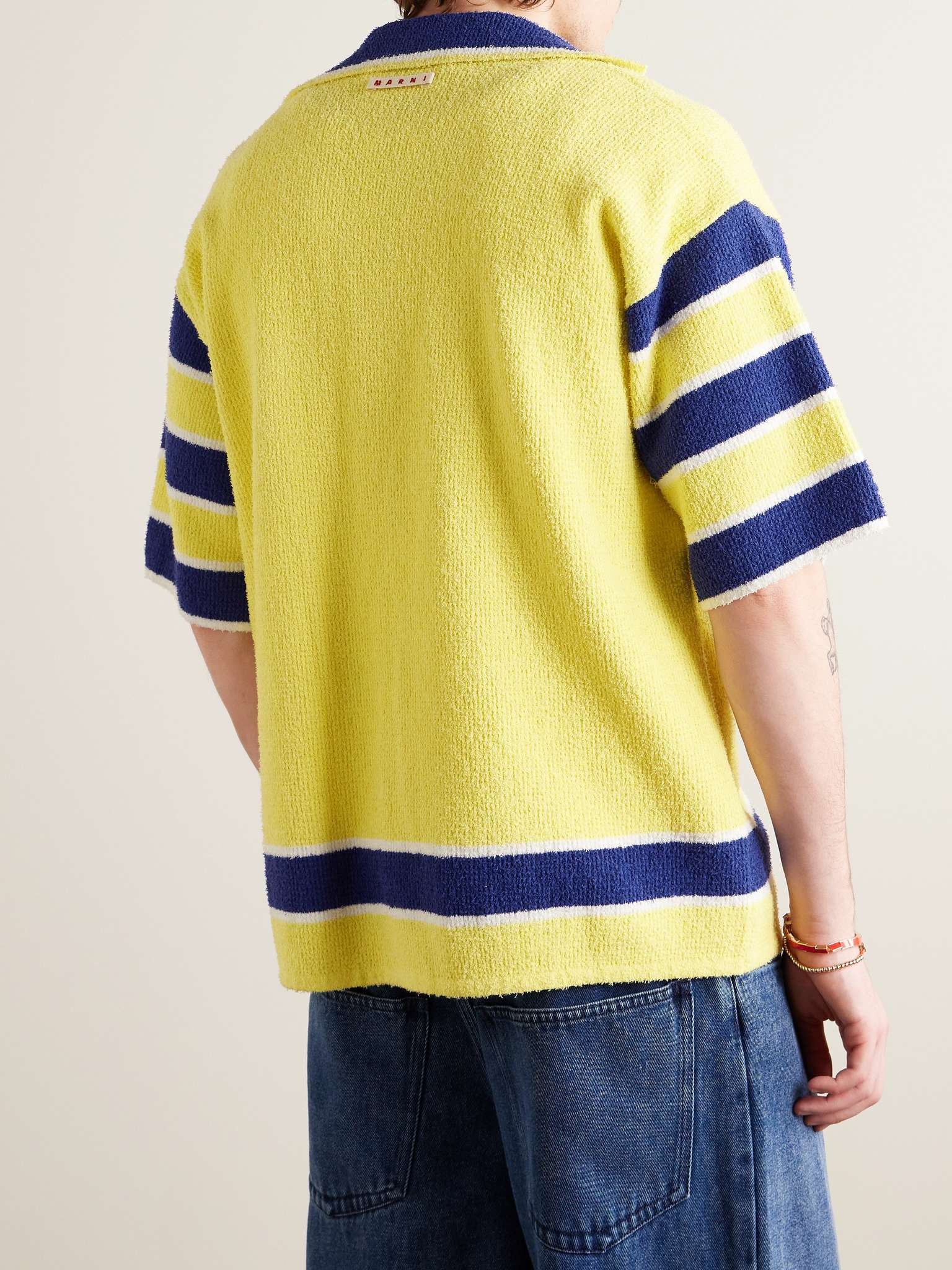 Camp-Collar Striped Cotton-Blend Terry Shirt - 3