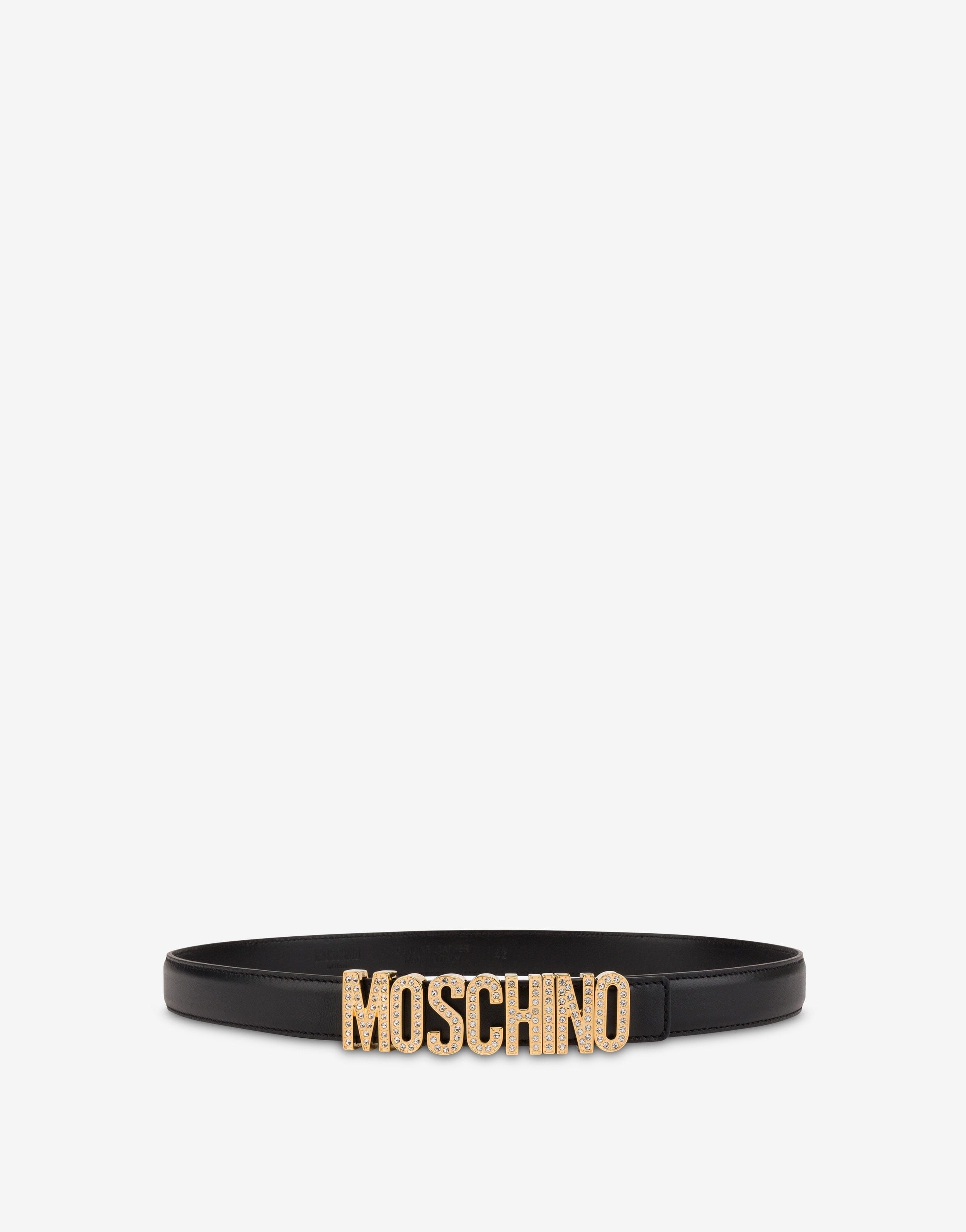 CRYSTAL LETTERING CALFSKIN BELT - 1