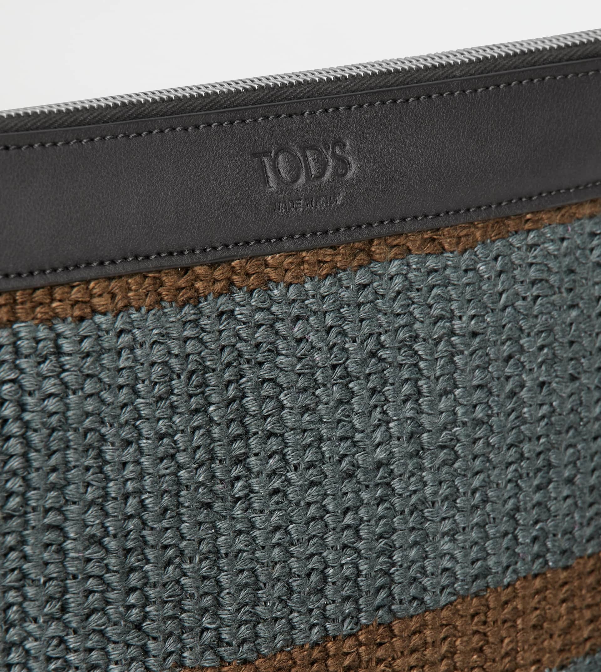 POUCH IN FABRIC AND LEATHER - BLACK, BEIGE - 4