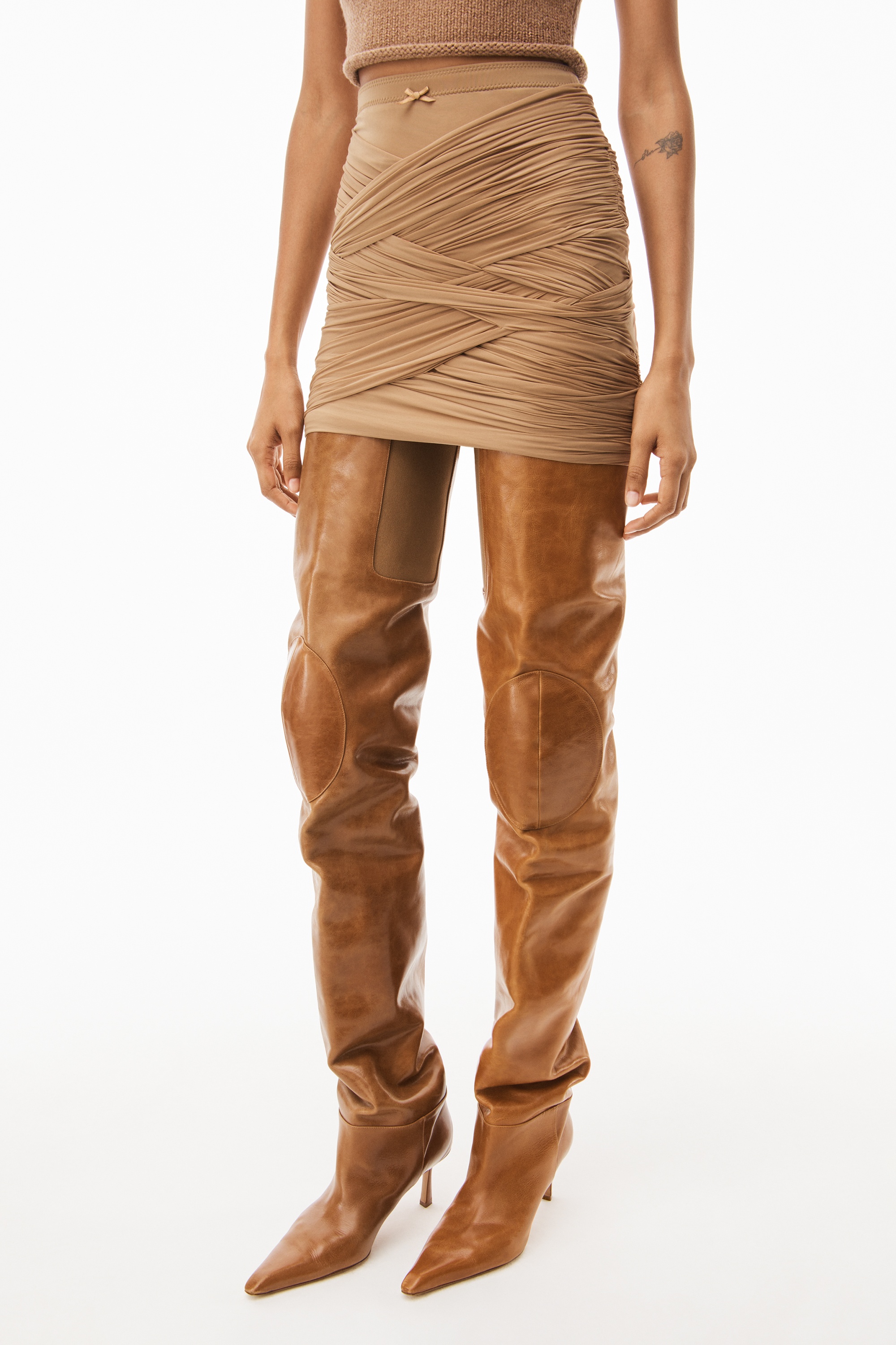 RUCHED MINI SKIRT IN HOSIERY JERSEY - 3
