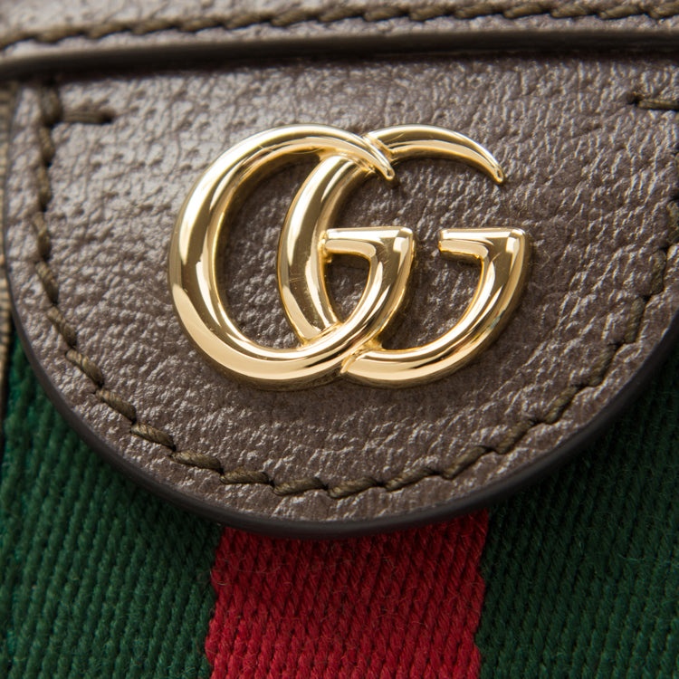 (WMNS) Gucci Ophidia Gold Logo Retro GG Stripe Webbing Canvas Shoulder Messenger Bag Small / Brown 4 - 5