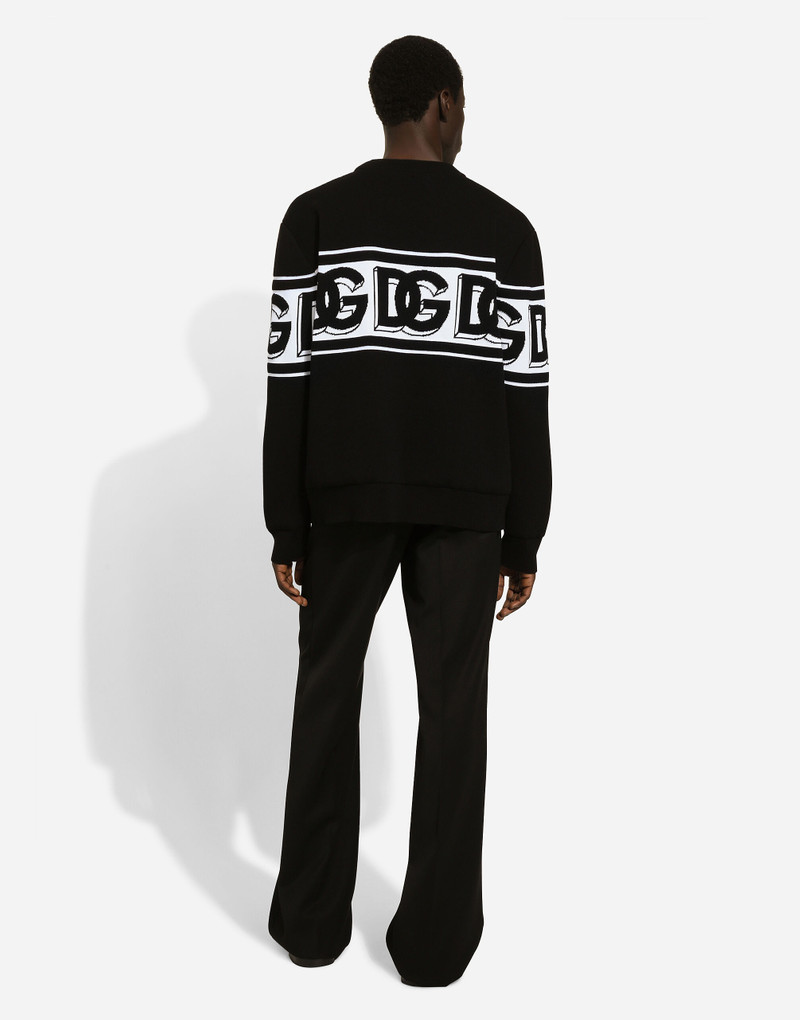 Wool jacquard round-neck sweater with DG logo 3