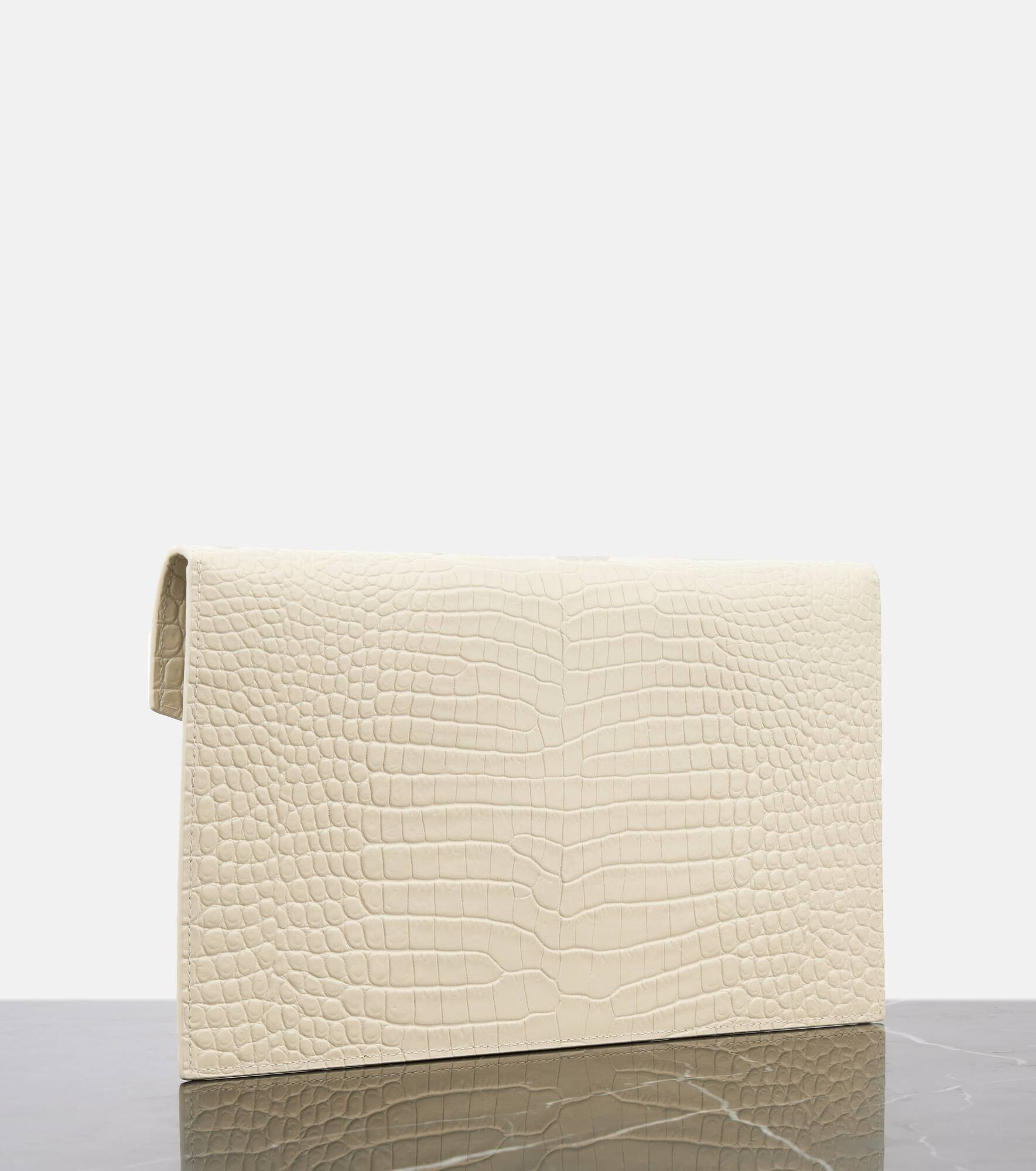 Uptown croc-effect leather clutch - 4