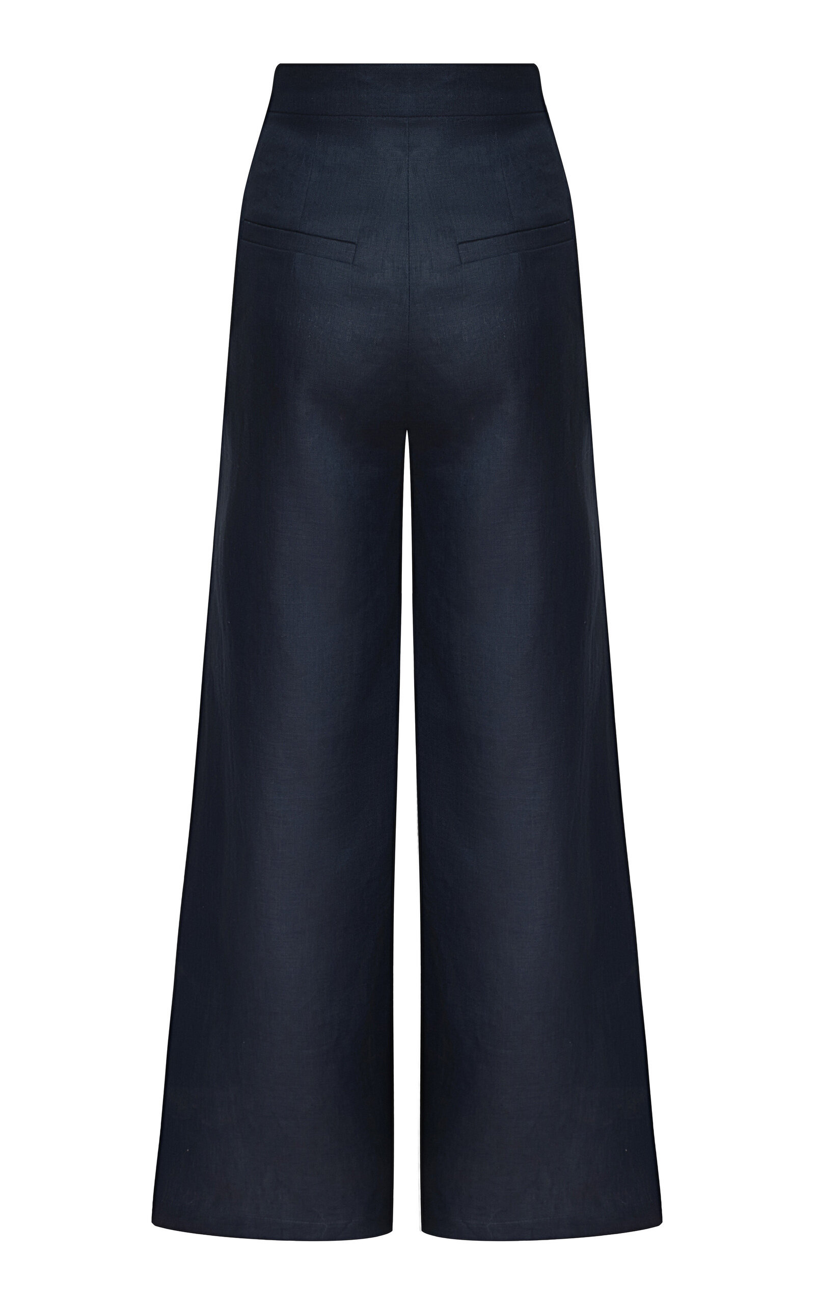 Una Metafora Pleated Linen Flared Pants navy - 5