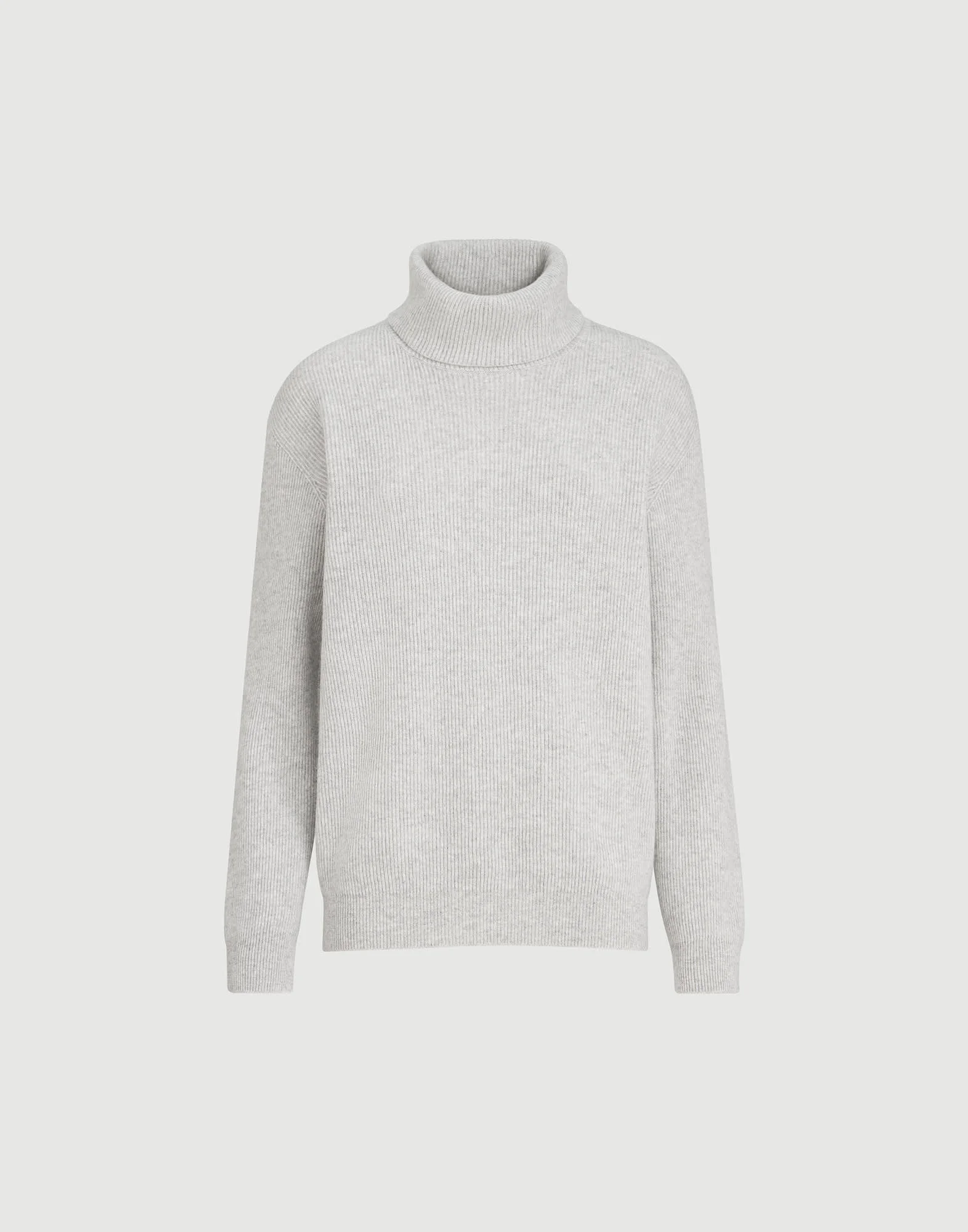 Cashmere English rib turtleneck sweater with monili - 1