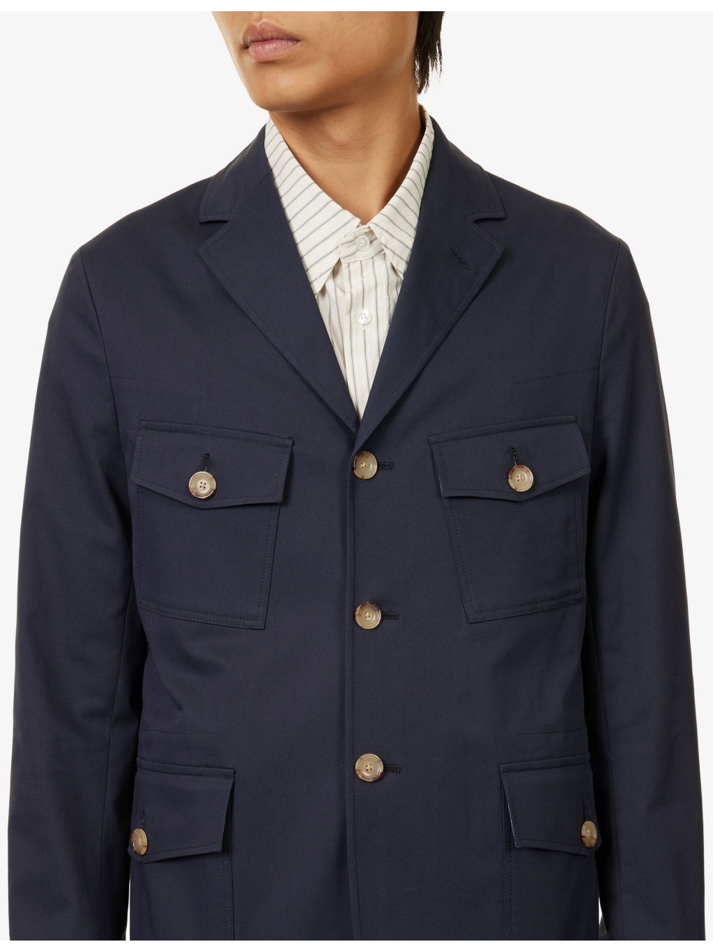 Notch-Lapels Regular-Fit Stretch-Cotton Blazer - 6