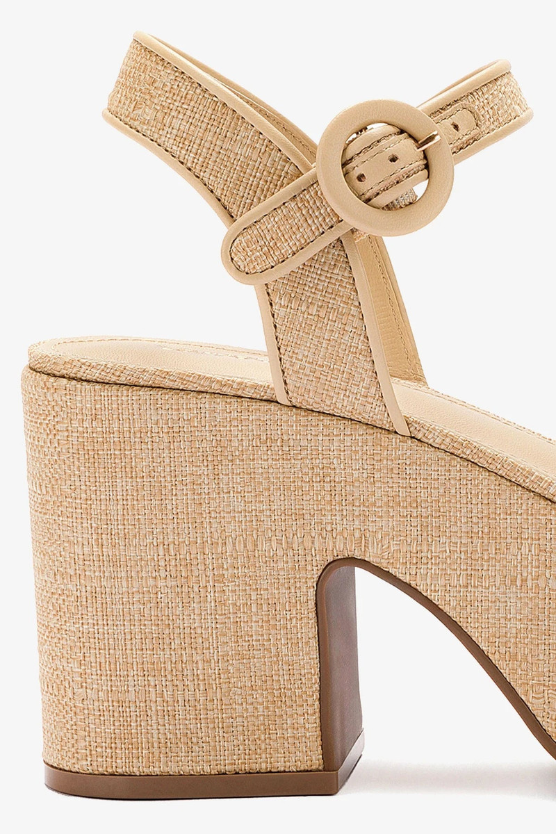 Miso Platform Strap Sandal In Beige Raffia 4