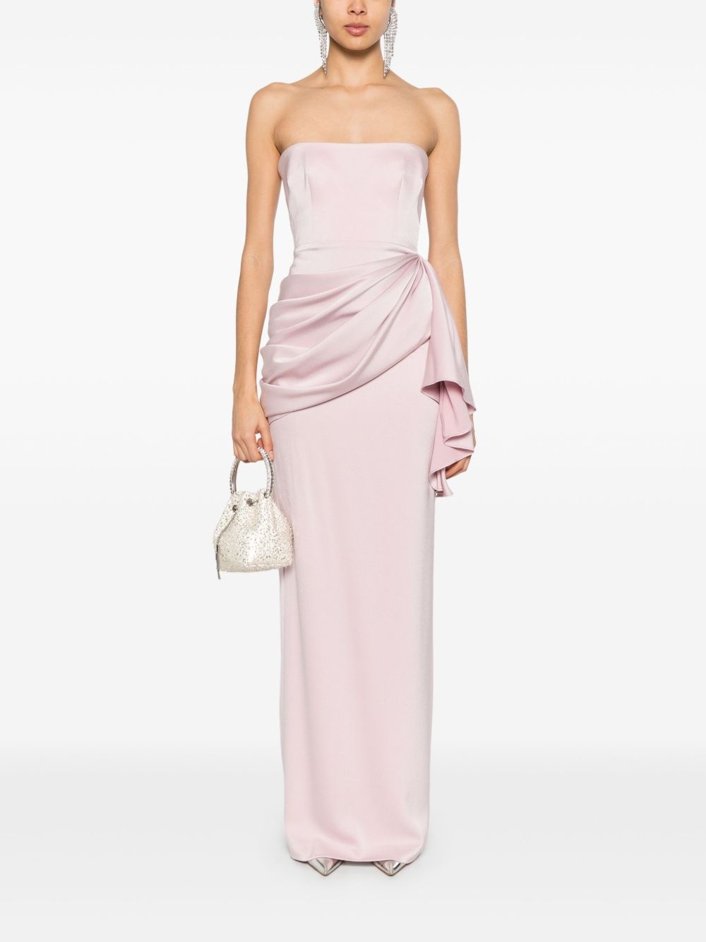 strapless satin maxi dress - 2