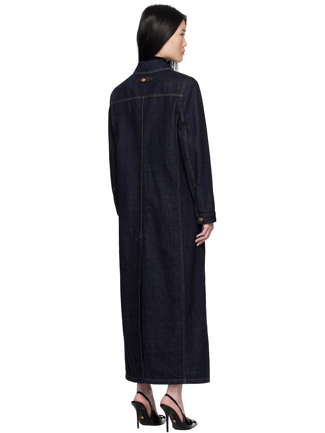 Blue Long Denim Coat - 3
