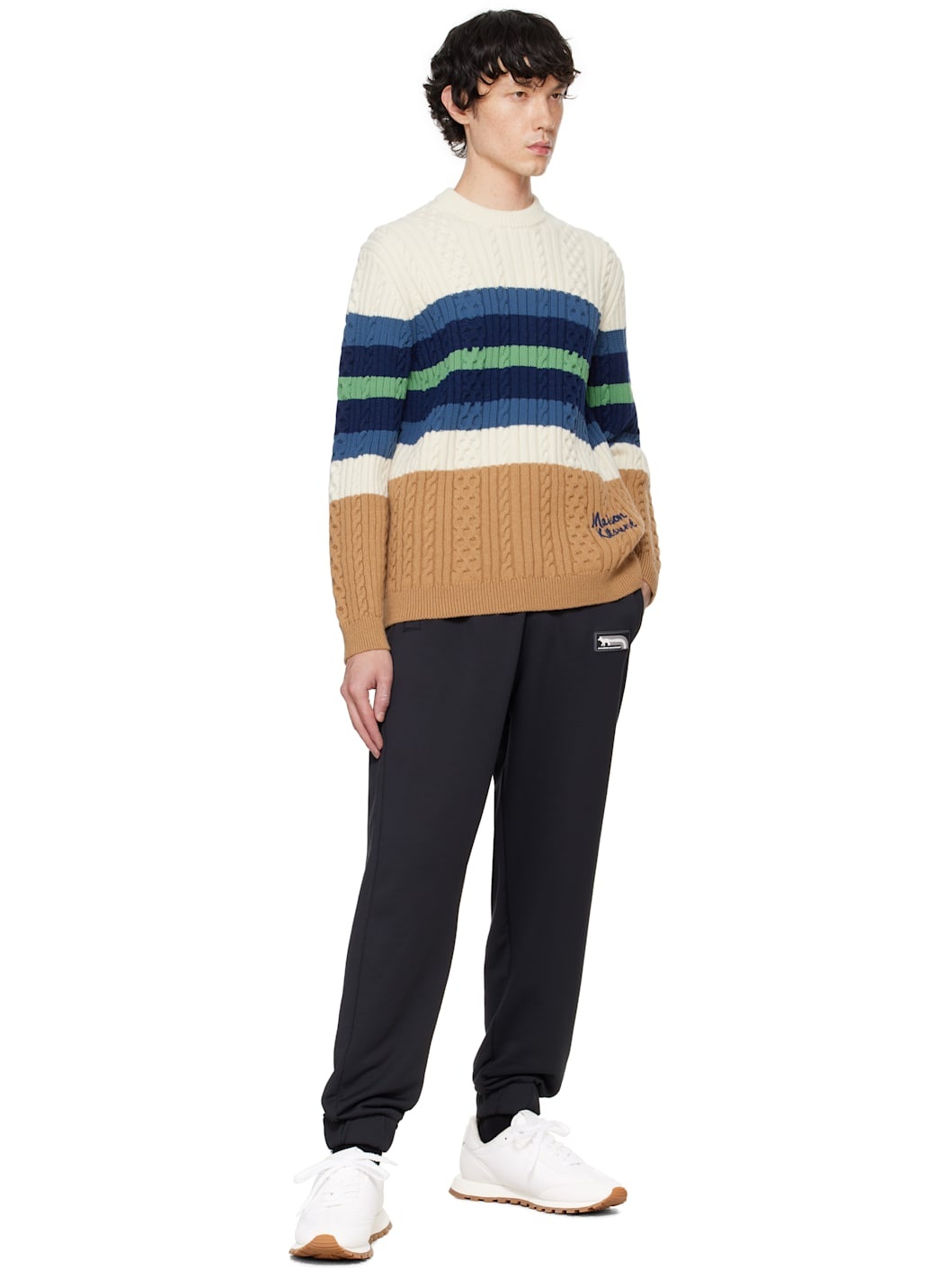 Multicolor Striped Cable Sweater - 4