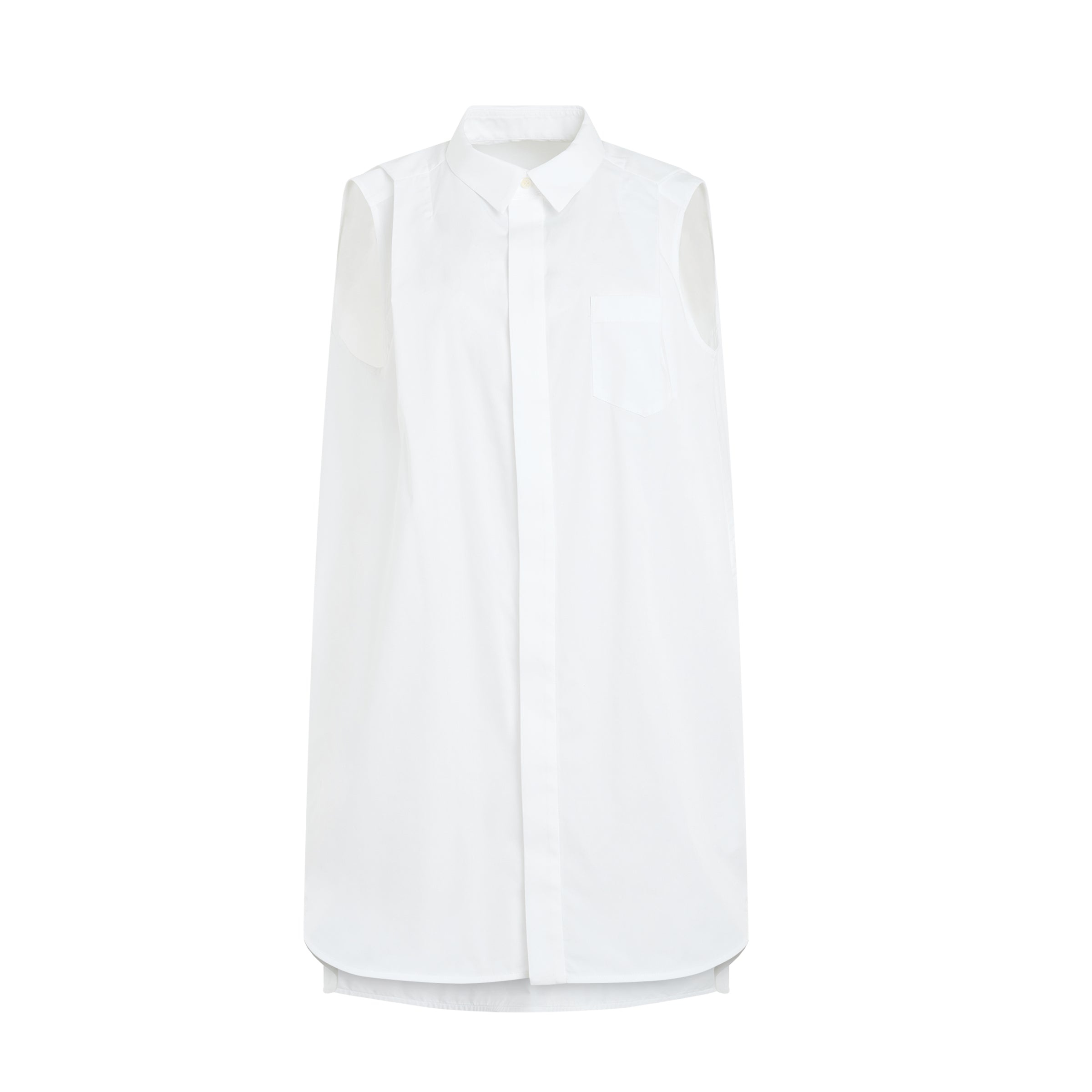 Cotton Poplin Shirt Dress in Off White - 1