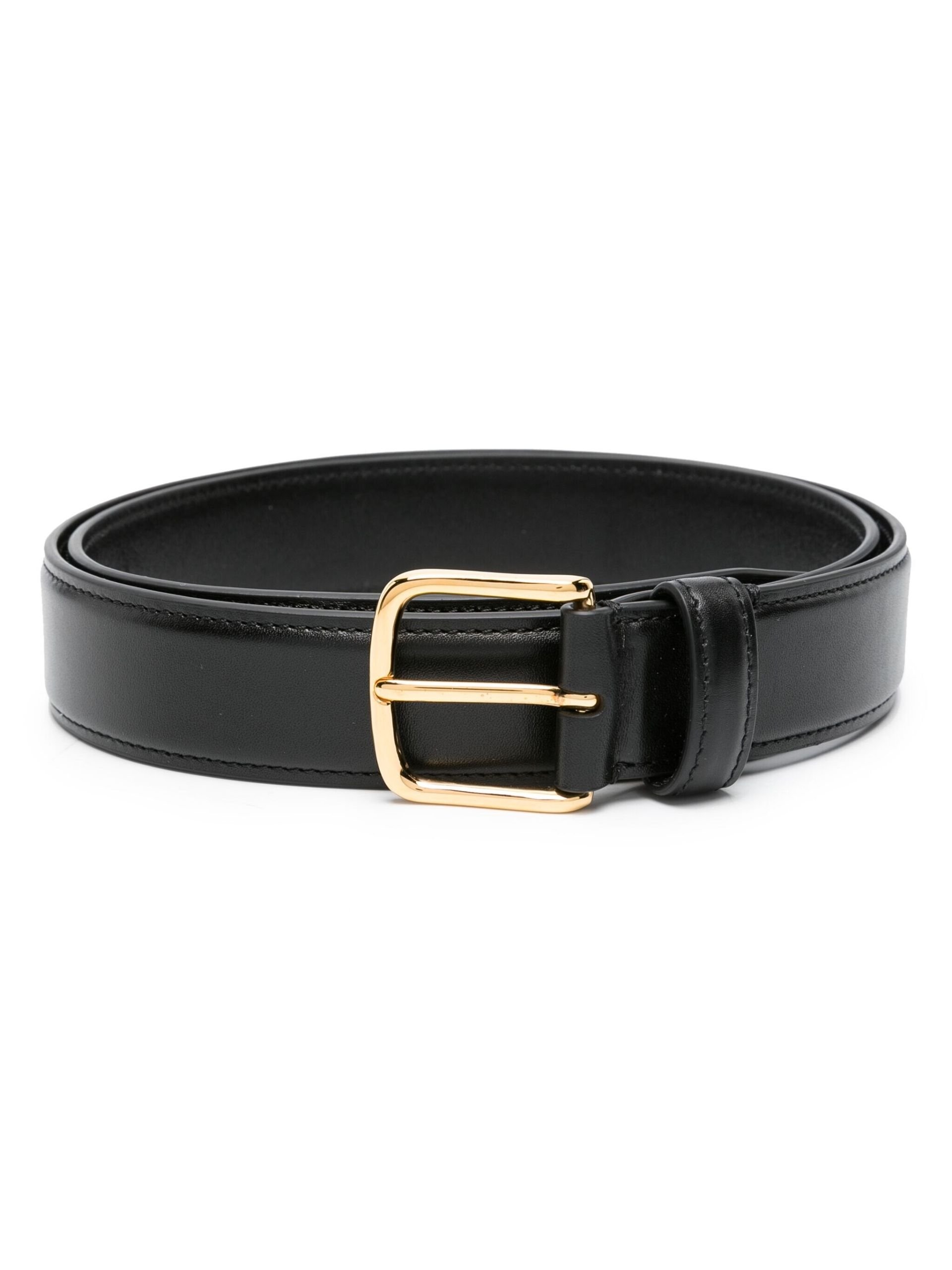 Black Classic Leather Belt - 1