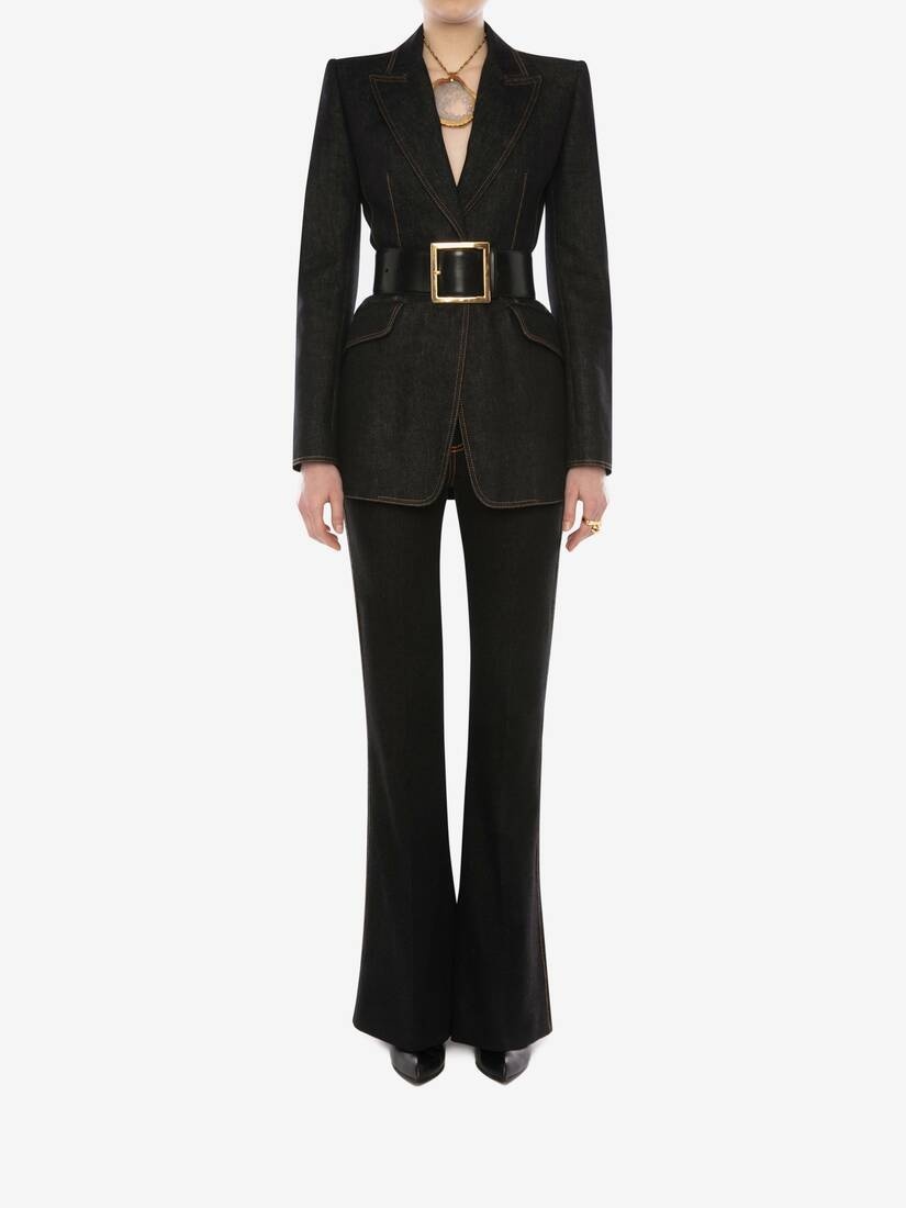 Narrow Bootcut Denim Pants in Black - 2