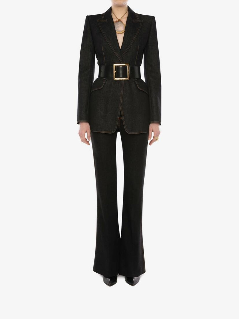 Alexander McQueen Narrow Bootcut Denim Pants in Black outlook