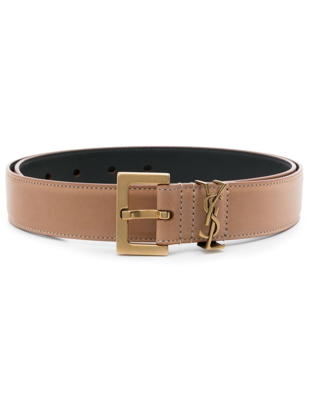 logo-plaque leather belt - 1