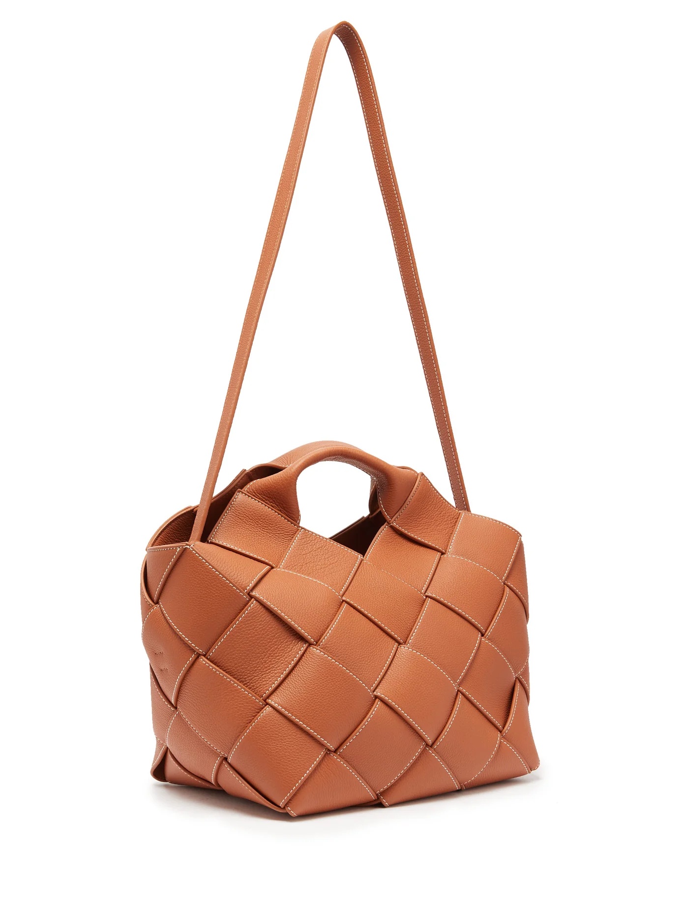 Anagram small woven-leather tote bag - 4