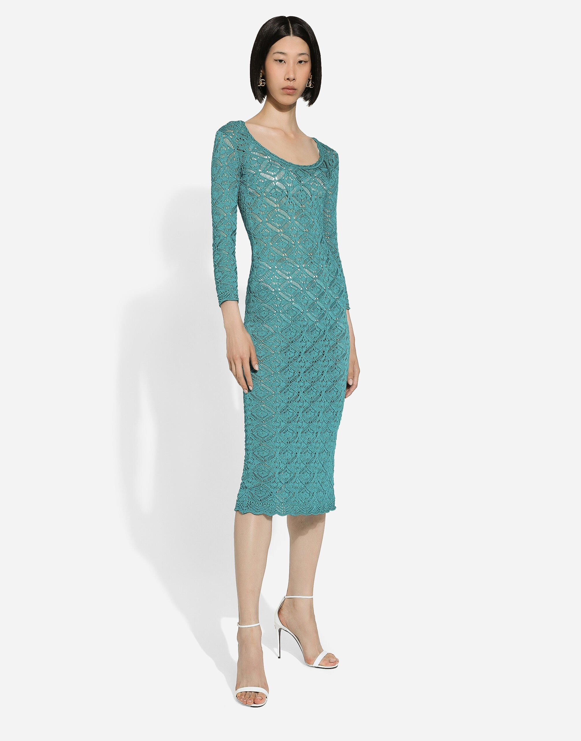 Crochet calf-length dress - 2