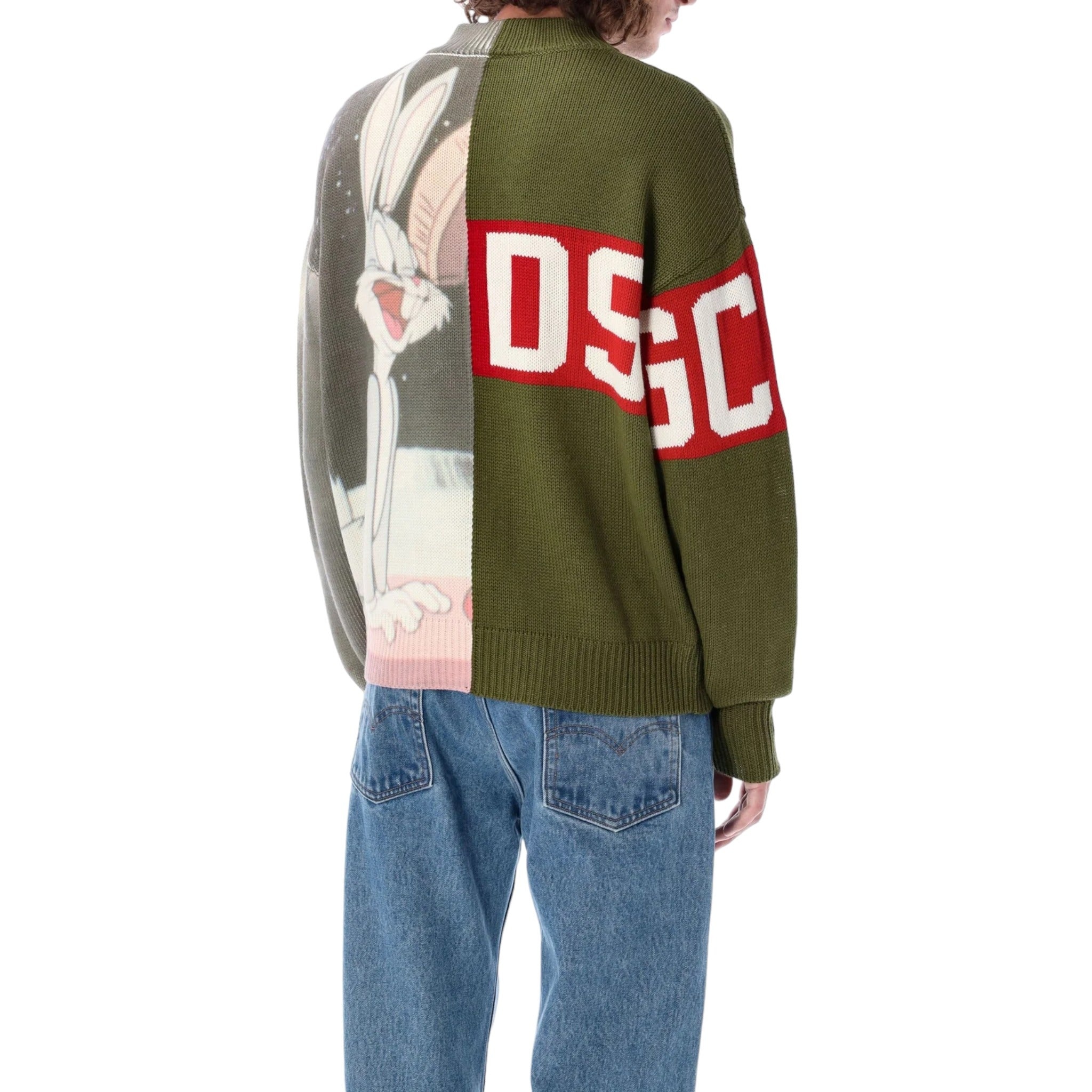 GCDS x Looney Tunes Wool Logo Band Sweater Military - 2