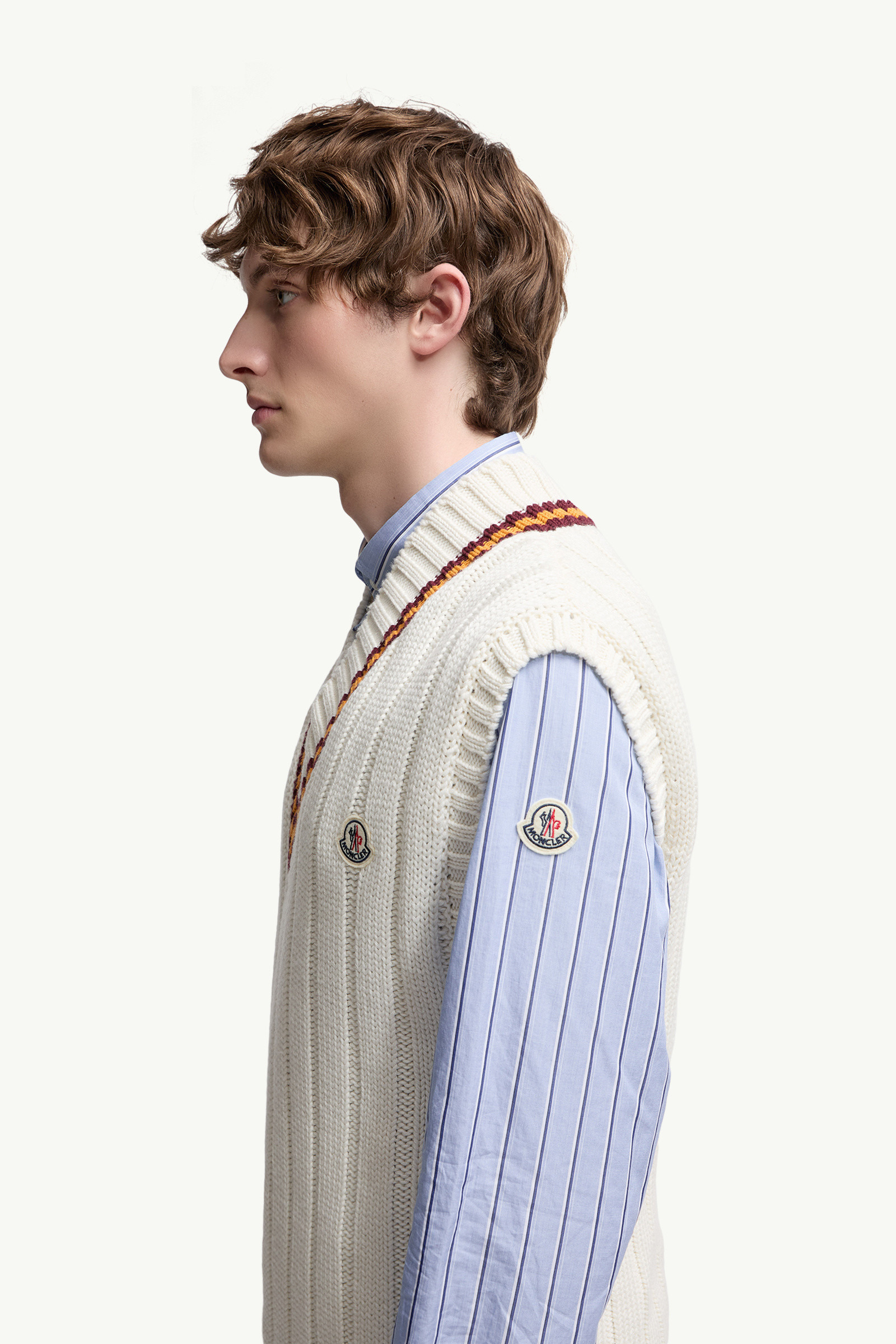 Wool & Cotton V-Neck Vest - 4