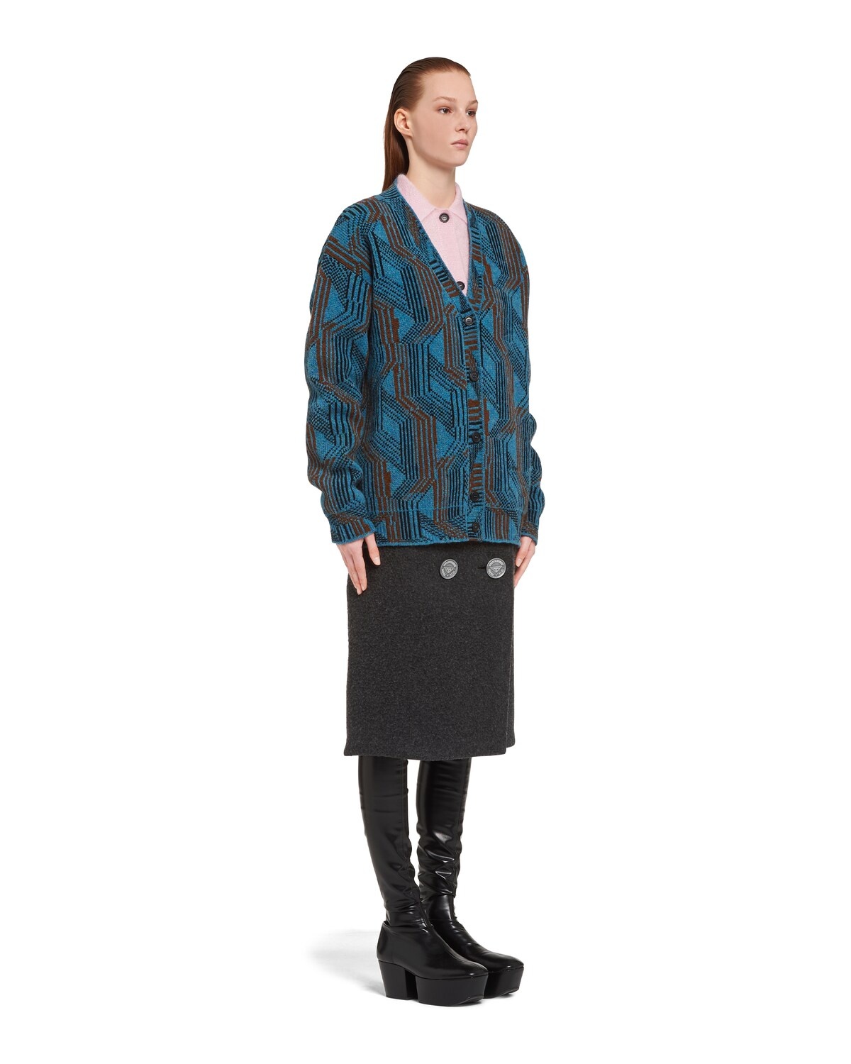 Oversized jacquard Shetland wool cardigan - 3